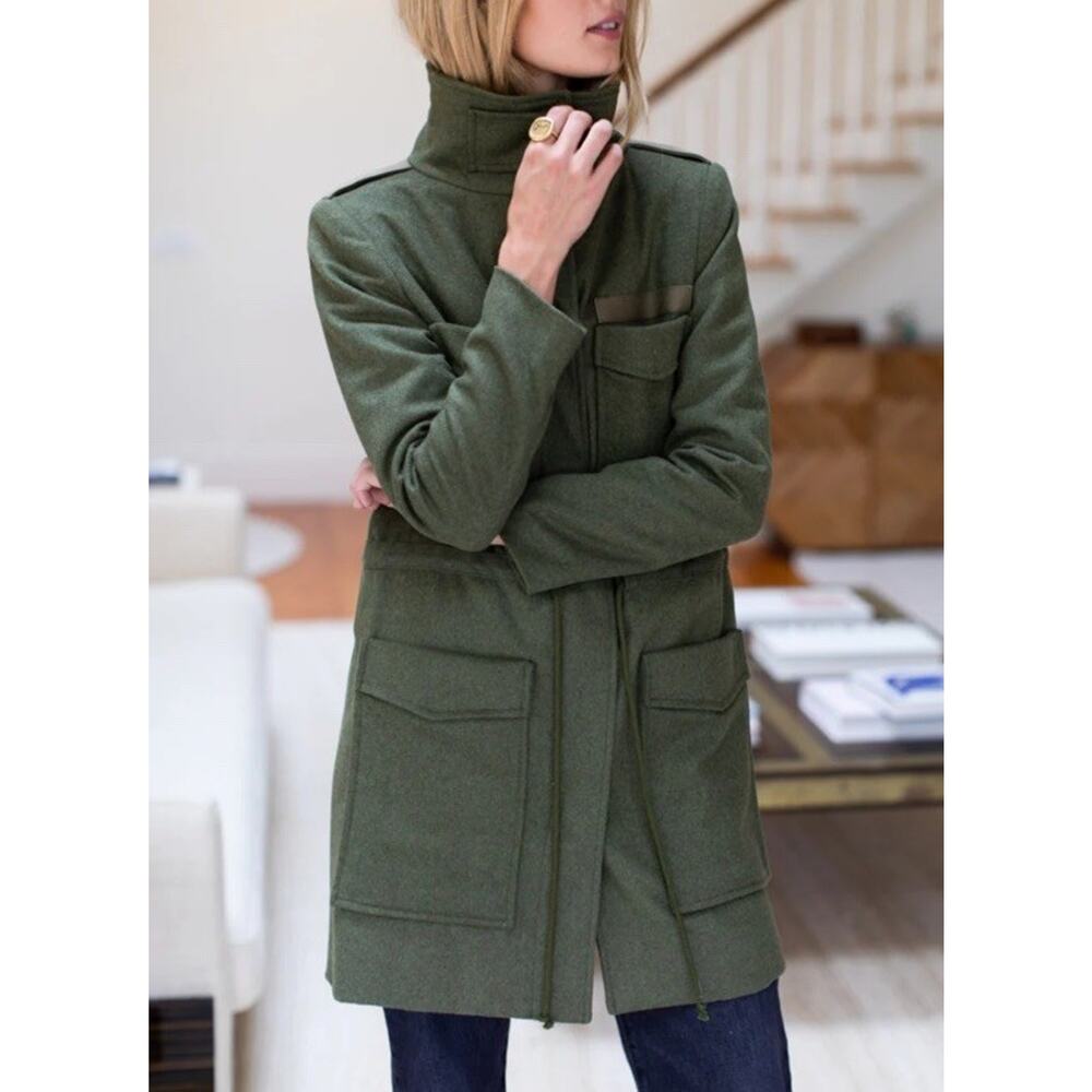 Emerson Fry Army Coat Parka Wool USA Women's Size 2 Green Military Jacket